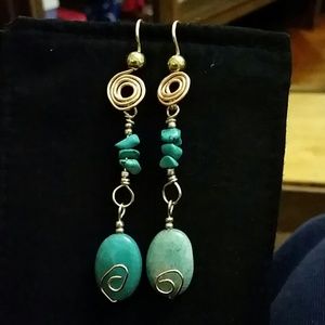 Turquoise Teardrop Earrings and Charm